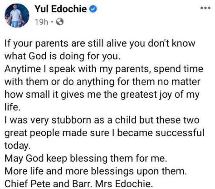 
I Was A Very Stubborn Child, Yul Edochie Reveals 