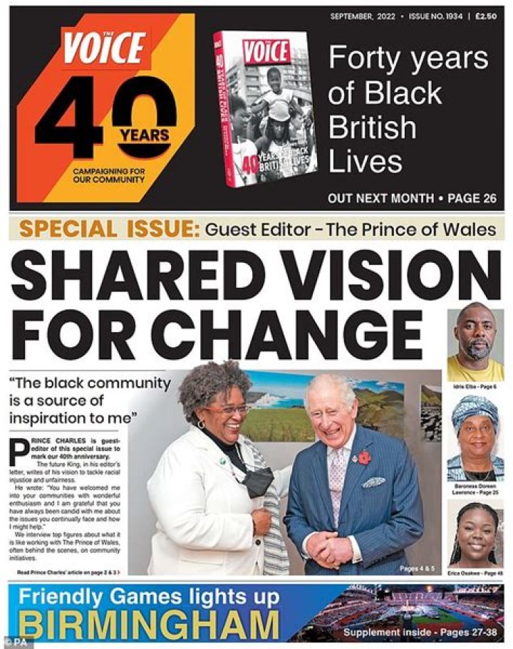 
Prince Charles Faces Backlash After Guest Editing Issue Of Britain’s Leading Black Newspaper ‘The Voice’ 